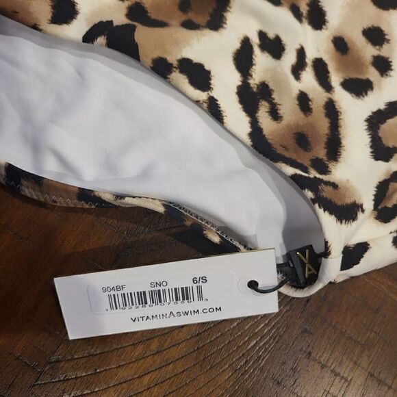 Vitamin A Barcelona Sculpting High Waisted Swim Bottom Leopard Size Small (6) - Picture 5 of 7
